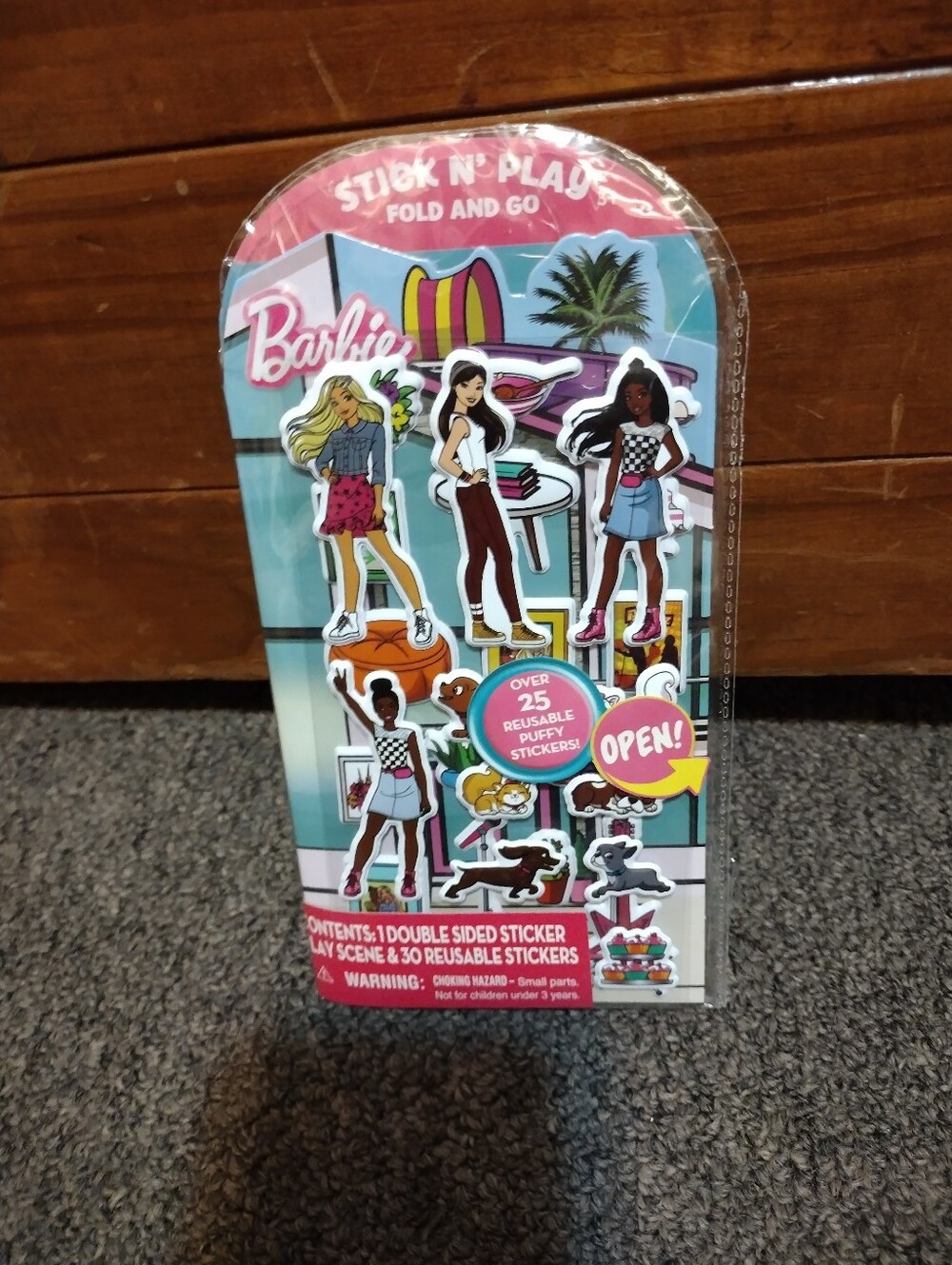 Barbie Fold & Go Sticker Play Set - Pink, Blue, White